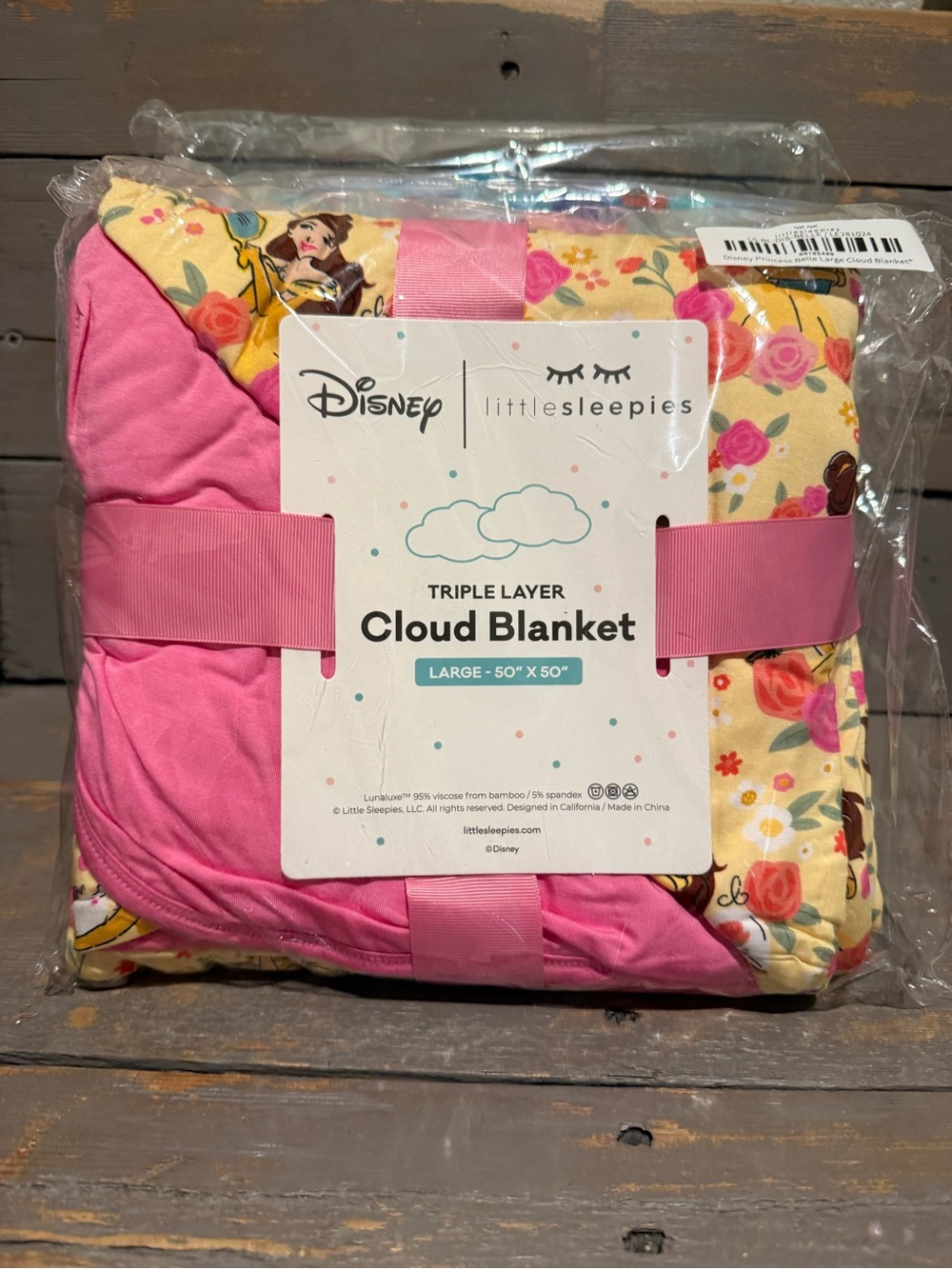 Little Sleepies Pink & Yellow Disney Triple Layer Cloud Blanket Belle